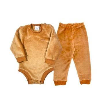 Imagem de Conjunto Body Calça Fleece Peluciado Inverno Bebê Bodie - Fofotinhos, 