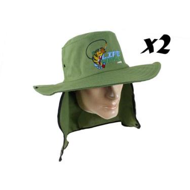 Imagem de Kit 2 Chapéus Com Protetor De Nuca LIFE PESCA - Várias Cores, Verde mu