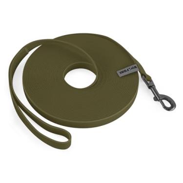 Imagem de Wolfone Coleira longa verde militar de 12,2 m – Coleira impermeável para adestramento para cães, natação, acampamento, praia, caça, caminhada