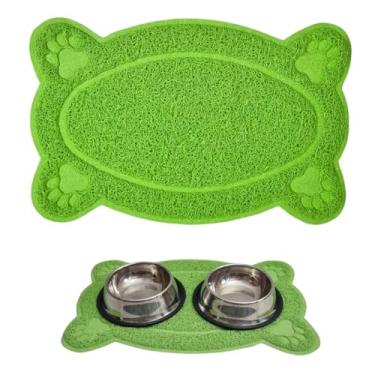 Imagem de Tapete Pet em PVC, Jogo Americano, Tapete Cachorro, para Comedouro e Bebedouro, Caixa de Areia, Gatos e Cachorros, Limpeza e Organização, Fácil Limpar e Higienizar. 40x26cm (Verde, ÚNICO)