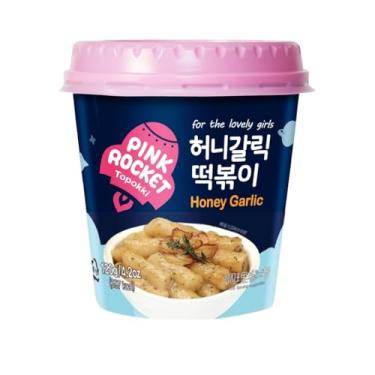 Imagem de Topokki Bolinho de Arroz Coreano Instantâneo sabor Alho e Mel Pink Rocket Copo - 120 gramas