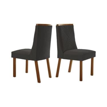 Imagem de Cadeira De Cozinha Montreal Kit 2 Un Imbuia Suede Grafite Rufato