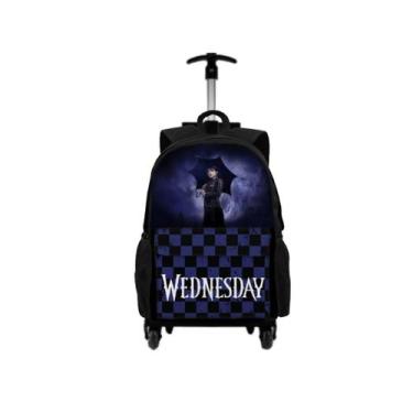 Imagem de Kit Mochila Bolsa Escolar Com Carrinho Rodinha Com Estojo Para Puxar I