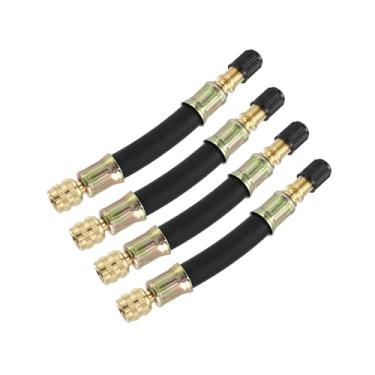 Imagem de TUCKBOLD 4 peças de extensão de válvula de pneu adaptador de haste de válvula dupla flexível tubos extensores de haste de válvula 10 cm / 3,9" para carro, caminhão, bicicleta, reboque, trailer,