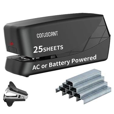 Imagem de Coruscant Grampeador elétrico, grampeador automático resistente, 25 folhas, incluindo 2000 grampos 1 removedor de grampo, grampeador de mesa CA ou alimentado por bateria para uso profissional em