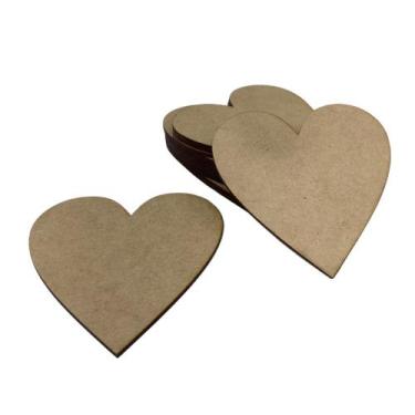 Imagem de Kit Com 100 Bolachas 7 cm Coração Placa Chapa Love MDF 3mm - BelaThor