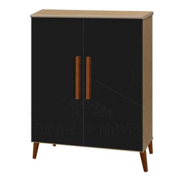 Imagem de Buffet Aparador Colombia 2 Portas Balcão Retrô Preto Amêndoa - PASSE B