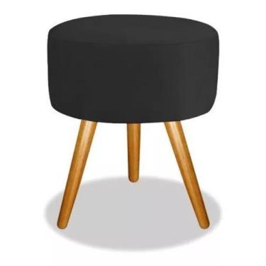 Imagem de Puff Redondo Pé Palito Suede Várias Cores - Casal Decor, Preto