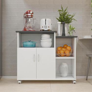 Imagem de Fruteira Cozinha 2 Portas com 5 Rodizios Multiuso Tampo Para Microonda