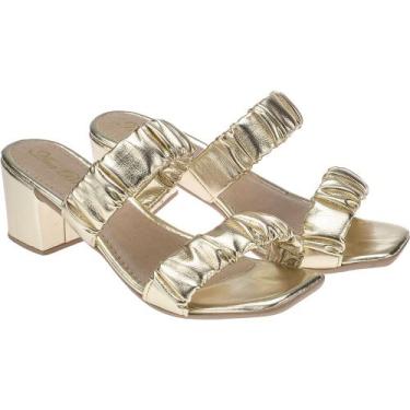 Imagem de Sandália feminina Salto Bloco Soft Comfort Tira Sanfonada Tamanco Femi