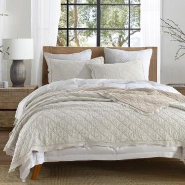Imagem de Conjunto de edredões HORIMOTE HOME 100% linho, queen size, bege, 3 peç
