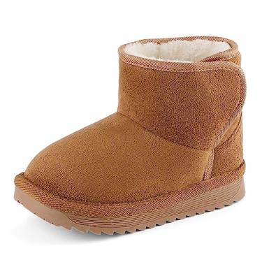 Imagem de Botas de inverno quentes de pele para bebês meninos e meninas botas de neve macias de inverno sapatos de pelúcia, Caqui, 7 Toddler