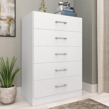 Imagem de Cômoda para Quarto com 5 Gavetas Aruba Branco