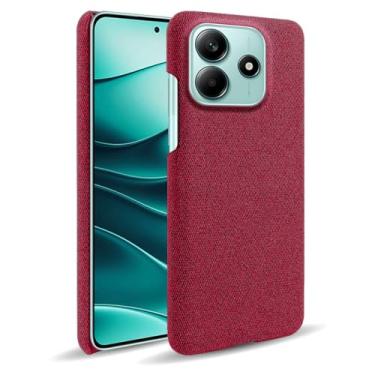 Imagem de Capa para Xiaomi Redmi Note 14 5G,Capa desenhada em lona,Case Protetora Ultrafina com Empunhadura Macia,Design em Tecido Antichoque e Antiarranhões-Red