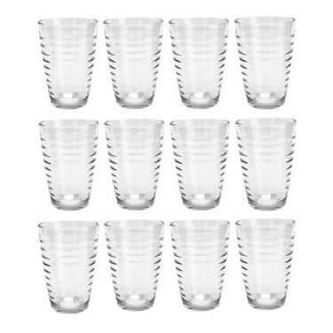 Imagem de Kit 12 Copos de Vidro 200ML Transparente Luxo Arizona - PRATICASA