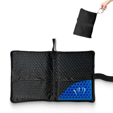 Imagem de DZHPSRSZ Almofada de assento de gel de resfriamento portátil de 35,5 x 23 cm, almofada de assento de gel para sentar por muito tempo para escritório, acampamento, voos, almofada de cadeira de rodas