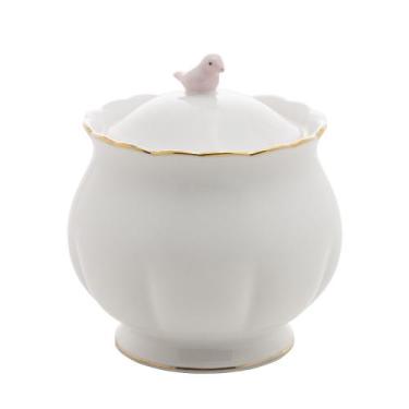 Imagem de Açucareiro de Porcelana Birds Pássaro Rosa 300ml - WOLFF