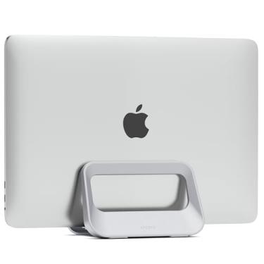 Imagem de Suporte vertical para laptop para mesa, base de plástico para laptop com proteção de silicone, compatível com todos os MacBook/Surface/Samsung/HP/Dell/Chrome Book (cinza)