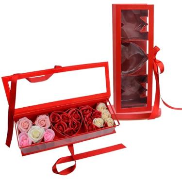 Imagem de Caixa de flores vazia para o dia das mães: caixas de papelão preenchíveis em forma de letras da mãe com fita e tampa para aniversário das mães, dia dos namorados, Natal, embalagem de joias de