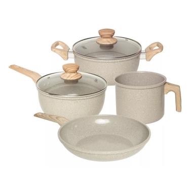 Imagem de Conjunto De Panelas Marble 4 Peças Oster - Cinza Claro