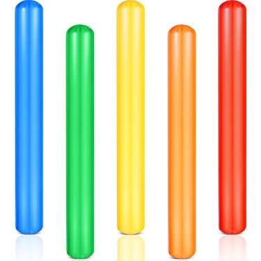 Imagem de Chivao Bastões infláveis de piscina, macarrão de 41,3 polegadas, macarrão colorido de PVC para adultos, boia, jogos aquáticos, brinquedo para praias e festas na piscina (5 peças)