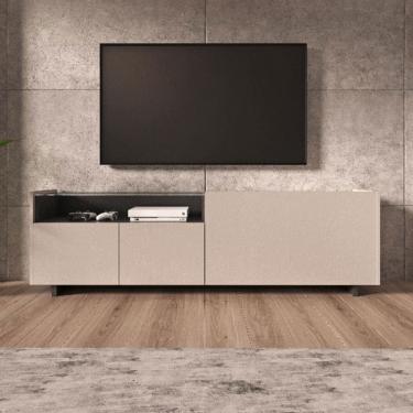 Imagem de Rack para TV Até 55 Polegadas 2095 4 Portas com Vidro Fume Clássico/Grafite - Quiditá Móveis