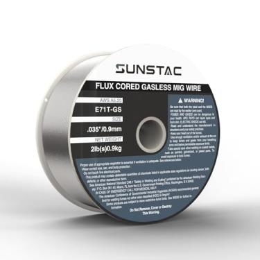 Imagem de Sunstac Fio de solda Flux Core E71T-GS Fio MIG sem gás de 0,1 cm - Carretel ABS de 900 g para aço suave/galvanizado/inoxidável (uso interno e externo)
