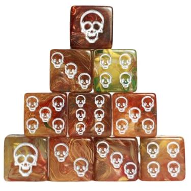 Imagem de 10 PC D6 dice 16mm Acrylic Dice Set for RPG MTG DND Dice Table Games and Board Games (Human Skeleton Gold)