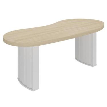 Imagem de Mesa Para Escritório Reunião 200cm Vinny Carvalho/Branco A06 - Mpozena