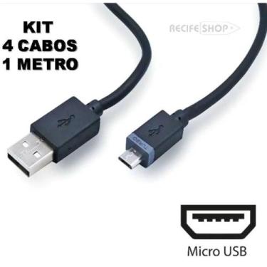 Imagem de Kit com 4 Cabos USB Tipo V8 - Rápido, Resistente e Versátil - Inova