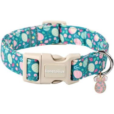 Imagem de Coleira de cachorro Lionet Paws Easter Cute Coloridos Ovos Verdes