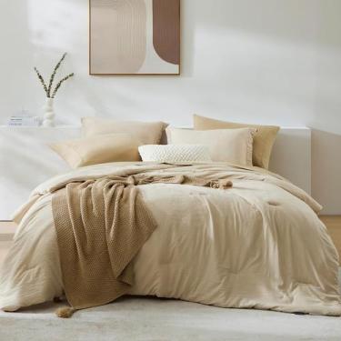 Imagem de Conjunto de edredom WRENSONGE Queen Size Bege, 7 peças para toda a tem