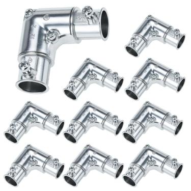 Imagem de QWORK Conexões de conduíte EMT de 1/2 polegada Cotovelo de tração de canto interno, pacote com 10 acoplamento de canto de conduíte de metal de 90 graus - Prata
