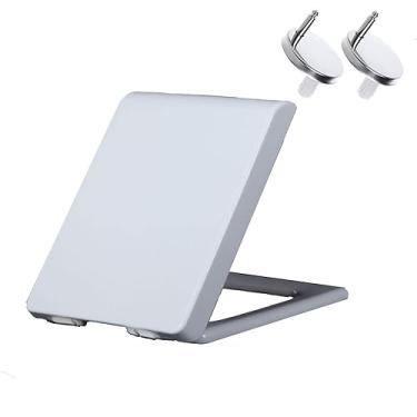 Imagem de CUTPOIY Assento sanitário de fechamento macio com liberação rápida, fixação superior simples, assentos de vaso sanitário quadrados brancos com dobradiças ajustáveis de 360°, tampa de vaso sanitário em