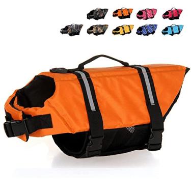 Imagem de HAOCOO colete salva-vidas para cachorro com listras reflexivas/cinto ajustável para cãesHAOCOO XX-Large laranja Life Jacket49