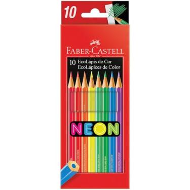 Imagem de Ecolapis de cor, Faber-Castell, 120410N, cores neon, estojo com 10 cores, Multicor