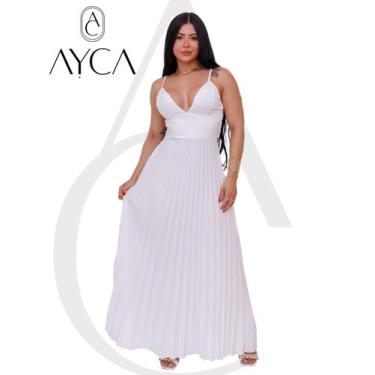 Imagem de Vestido Plissado Alça Para Eventos formaturas casamentos Madrinhas Com