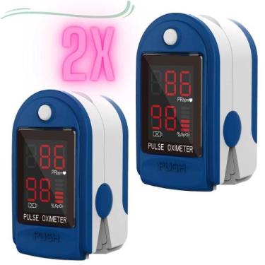 Imagem de KIT 2 Oxímetro Digital Dedo Medidor Saturação Sangue - Pilha - QLEDS