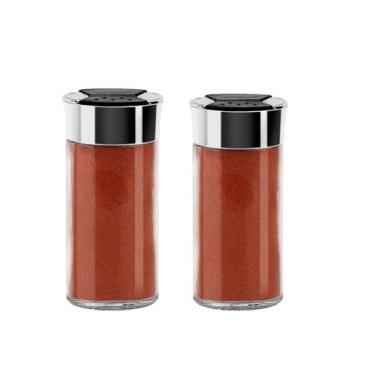 Imagem de Kit 2 Porta Condimentos Redondo 2 em 1 Euro Home, Prata