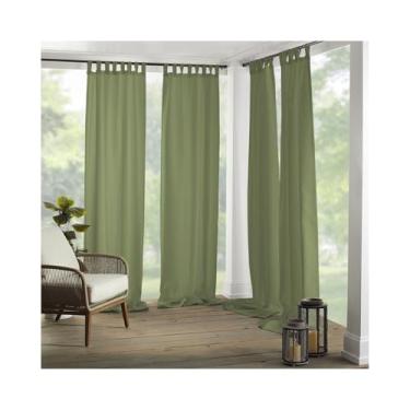 Imagem de Elrene Home Fashions Painel de cortina de janela única com proteção UV sólida para pátio, pérgola, varanda, deck, lanai e cabana verde fosco 132 x 274 cm (1 painel)