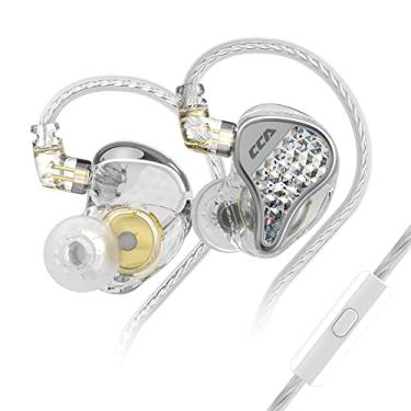Imagem de CCA LYRA Extra Bass Dynamic Diver HiFi intra-auriculares/fones de ouvido, fone de ouvido com fio removível para música/jogo (com microfone, transparente)