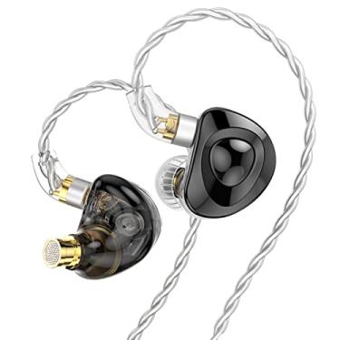 Imagem de FEDAI TRN MT4 1DD HiFi Fone de ouvido intra-auricular TRN MT4 com novo driver magnético composto dinâmico de 10 mm com cabo C destacável de 0,75 mm (sem microfone, preto)