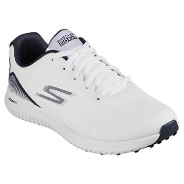Imagem de Skechers Tênis masculino de golfe Max 2 Arch Fit impermeável sem spikeless, Branco/Azul marinho, 9.5