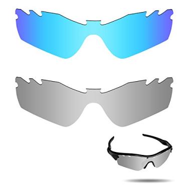 Imagem de Fiskr Lentes polarizadas de substituição para óculos de sol Oakley Radar Path ventilados com resistência a impactos, proteção contra raios UV e proteção multifuncional (azul e prata)