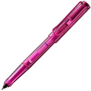 Imagem de Lamy Caneta esferográfica Balloon 311 totalmente transparente rosa com aderência distinta e clipe de metal revestido a pó com cartucho rollerball largura da linha B