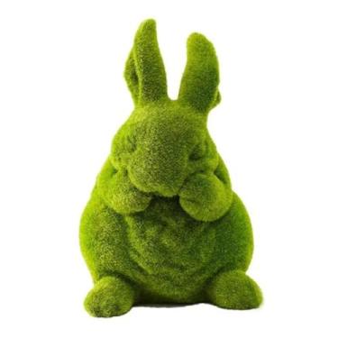 Imagem de IEUDNS Estátua de Furry Bunny Figure Decoration Creative Decoration Engray Ornament Garden Sculpture for Outside Outdoor Lawn