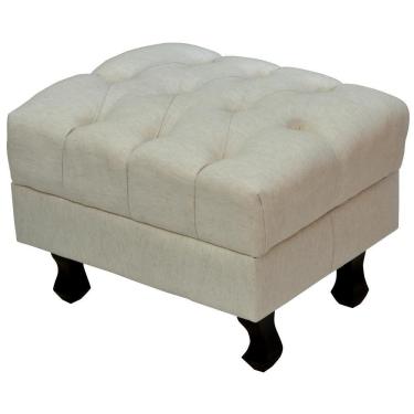 Imagem de Puff París Luis Xv L02 Capitone Tecido Linho Pés Madeira