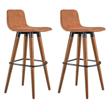 Imagem de Kit 2 Banquetas Altas Luxo Aço Preto Terracota Preto