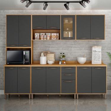 Imagem de Cozinha Completa 5 Peças Detalhe Vidro áustria Valdemóveis Cinamomo/grafite