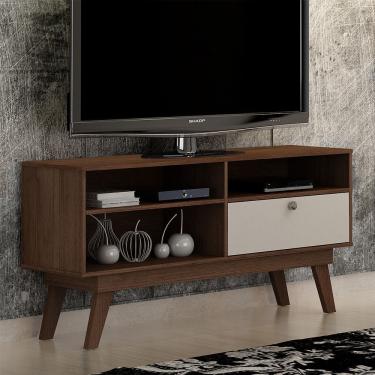 Imagem de Rack Para Tv Até 50 Polegadas 1 Porta Houston Valdemóveis Chocolate/off White